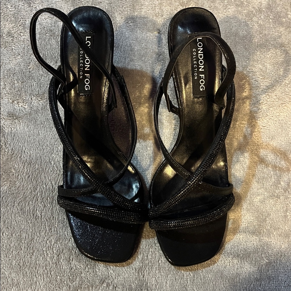 London Fog Elegant Black Strappy Heels